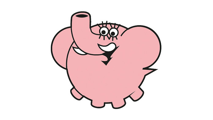 розовый слон в логотипе